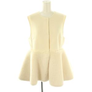 23AW ペプラムファーリバージレ ベスト 前開き ノーカラー ウール 1 アイボリー /NR OS