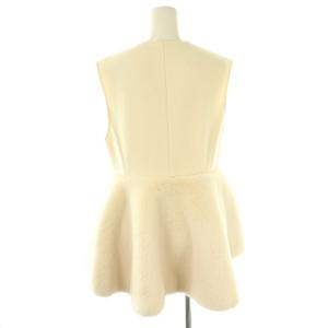 Apuweiser-riche 23AW ペプラムファーリバージレ ベスト 前開き ノーカラー ウール 1 アイボリー /NR OS