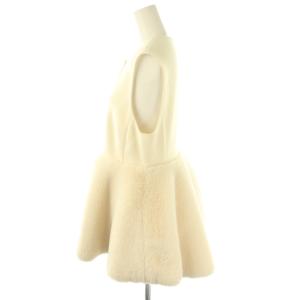 Apuweiser-riche 23AW ペプラムファーリバージレ ベスト 前開き ノーカラー ウール 1 アイボリー /NR OS