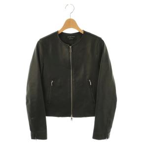 レザージャケット ノーカラー 革ジャン シープスキン 1 黒 ブラック /AT OS