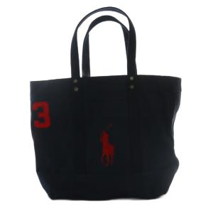 トートバッグ キャンバス ロゴ刺繍 紺 ネイビー /AQ OS
