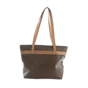 CELINE トートバッグ レザー ロゴ マカダム柄 茶 ブラウン /MI OS OH