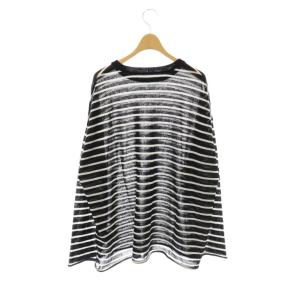 L'Appartement Border Sheer Knit ニット カットソー ボーダー 長袖 ブラック /HK OS