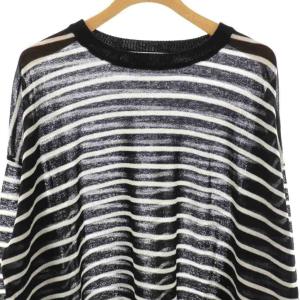 L'Appartement Border Sheer Knit ニット カットソー ボーダー 長袖 ブラック /HK OS