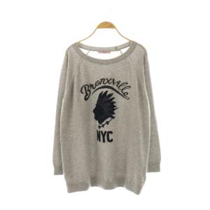 ウールクルーネックニット セーター 長袖 グレー /HK OS