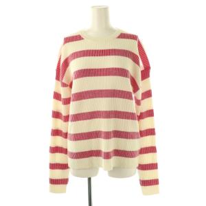 25SS Border Knit ニット セーター ボーダー 長袖 ホワイト レッド /HK OS