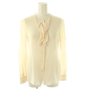 フロントフリルシルクブラウス 長袖 38 アイボリー MK050 /DF OS SH