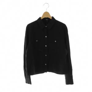24SS Fluid Lyocell LS Boxy PKT SH シャツ クロップド 長袖 S ブラック