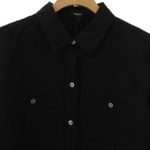 Theory 24SS Fluid Lyocell LS Boxy PKT SH シャツ クロップド 長袖 S ブラック