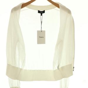 Theory 24SS Airy Cotton Sheer Bomber ニットジャケット シアー ジップアップ S