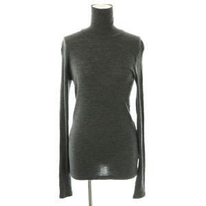 タートルネックニット セーター 長袖 リブ 薄手 ウール ダークグレー /NR OS SH