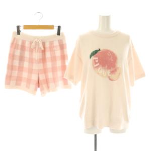 フルーツ ジャガード プルオーバー ショートパンツ セットアップ ルームウェア 半袖 F ペールピンク