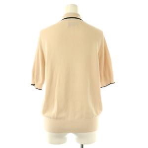 UNITED ARROWS スカラップフリルショートスリーブニット カットソー ベージュ ブラック /DO OS