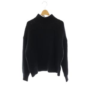 パールネックタートルニット セーター 長袖 M ブラック /HK OS