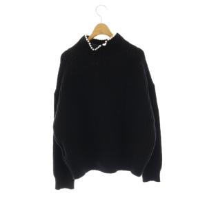 SEVEN TEN by MIHO KAWAHITO パールネックタートルニット セーター 長袖 M ブラック /HK OS