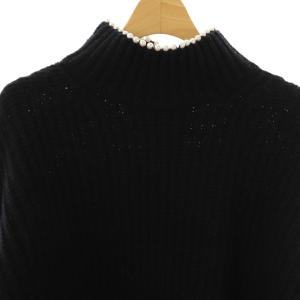 SEVEN TEN by MIHO KAWAHITO パールネックタートルニット セーター 長袖 M ブラック /HK OS