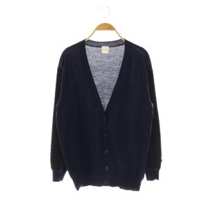 切替 カーディガン ニット M ネイビー ブラック /DF OS