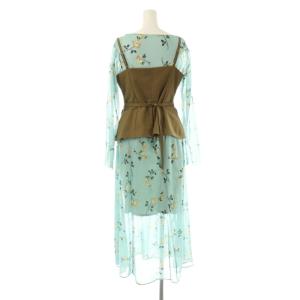 Lily Brown LilyBrown 25SS ビスチェ&シアーワンピースセット 長袖 ロング 花柄 F グリーン 茶 /NR OS