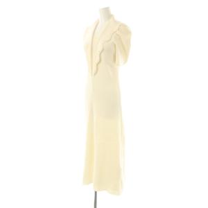 CELFORD スカラップセーラーニットワンピース ロング 半袖 32 オフホワイト /HK OS