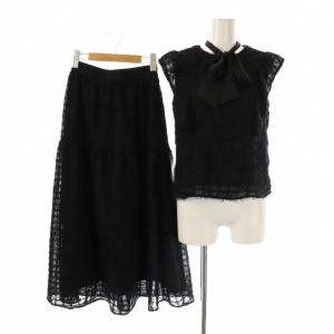 25SS フェザーチェックブラウス スカート セットアップ FR ブラック /ES OS