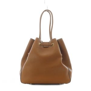 ANAYI 巾着トートバッグ レザー 本革 ブラウン ポーチ付き /RI OS