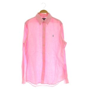 近年モデル リネンシャツ ボタンダウン 長袖 S ピンク /MY OS