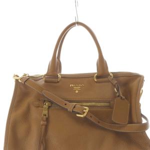 PRADA レザー 2way ハンドバッグ ブラウン BL0639
