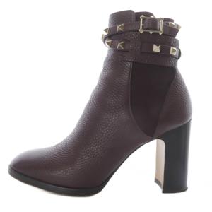 ショートブーツ スタッズ 36.5 ボルドー