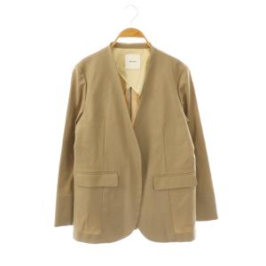 リネンライクノーカラージャケット 背抜き 38 ベージュ /DO OS