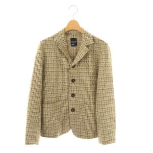 ジャージフラノの四角ジャケット テーラード ベージュ グレー /HK OS