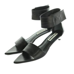 サンダル ポインテッドトゥ アンクルストラップ 37 24.0cm 黒 ブラック JS36138A /MI