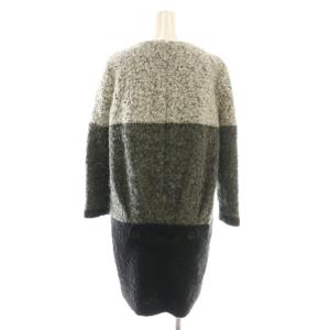 GRACE CONTINENTAL ワンピース 長袖 膝丈 ウール モヘヤ混 38 グレー ダークグレー 黒 /NR OS