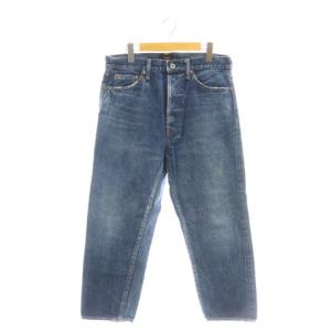 デニムパンツ ジーンズ ボタンフライ ダメージ加工 コットン 26 紺 /NR OS