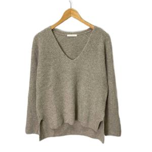 カシミヤ ニット セーター Vネック 長袖 S ベージュ FY
