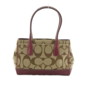 COACH シグネチャー トートバッグ ハンドバッグ パープル 紫 ベージュ F12463 /MI OS