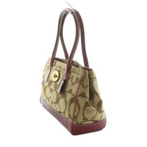 COACH シグネチャー トートバッグ ハンドバッグ パープル 紫 ベージュ F12463 /MI OS