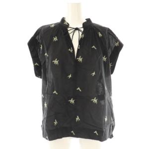 Cotton Voile Dot Leaf Embroidery French Sleeve Blouse