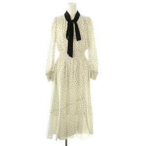 23AW 裾レイヤードドットワンピース ロング 0 ホワイト ブラック /ES OS