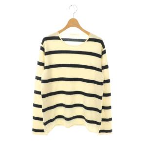 ボーダー柄ニット M 白 ホワイト 黒 ブラック /AB OS