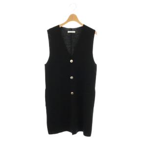 24AW ウーステッドミラノリブ ロングベストニット F ブラック /HK OS