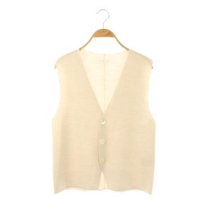 24AWウーステッドミラノリブ Vネックベストニット F ベージュ 23024402003 /AB OS