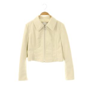 23AW レザーブルゾン ジャケット ジップアップ 36 アイボリー /HK OS