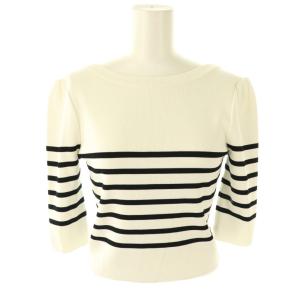 BORDER ROUND NECK MINI TOP プルオーバー ニット カットソー 36 ホワイト