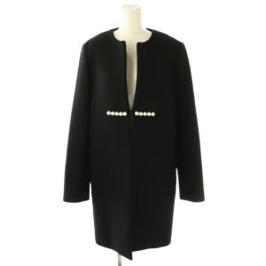 パールモチーフ装飾 ノーカラー コート 40 ブラック
