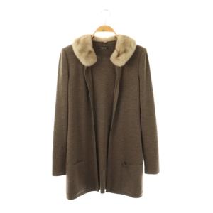 ミンクファー襟付き ニットカーディガン 40 ブラウン 26581