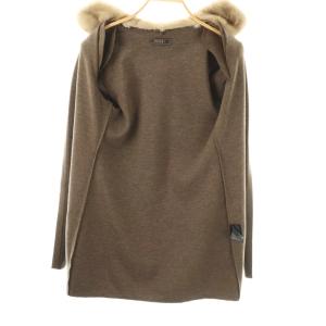 FOXEY ミンクファー襟付き ニットカーディガン 40 ブラウン 26581