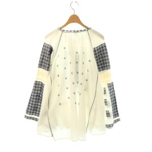Ron Herman Mandala Embroidery Blouse ブラウス 刺繍 長袖 S ホワイト ブルー /DF