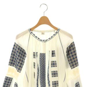 Ron Herman Mandala Embroidery Blouse ブラウス 刺繍 長袖 S ホワイト ブルー /DF