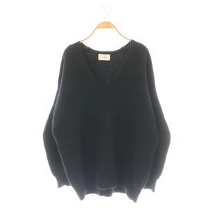 Vネックアンゴラニット セーター 1 ブラック /DF OS