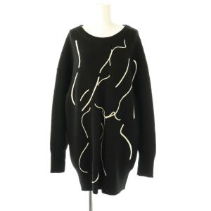 NUDE LINE KNIT ニット セーター 長袖 F ブラック ホワイト /ES OS